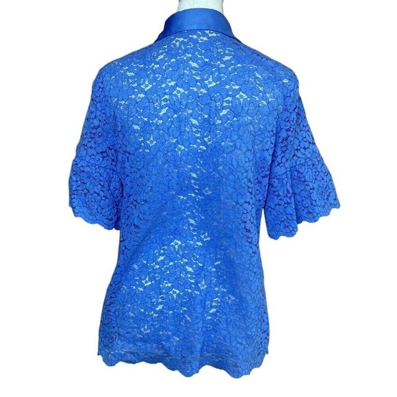 Banana Republic Short Bell Sleeve Blue Lace Top Women's Size Small Open Lace - Picture 3 of 6